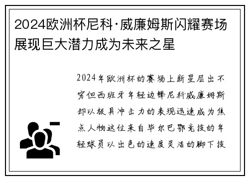 2024欧洲杯尼科·威廉姆斯闪耀赛场展现巨大潜力成为未来之星